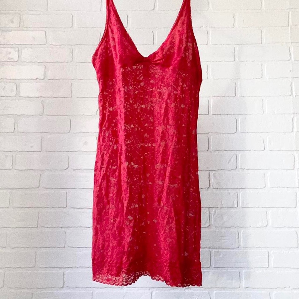 Victoria’s Secret aesthetic y2k grunge sheer red lingerie slip dress.
